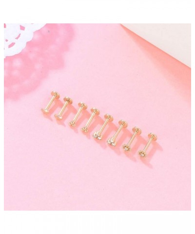 18G 316L Stainless Steel Labret Monroe Lip Ring Studs Cartilage Helix Tragus Conch Daith Nose Piercing Jewelry 8mm Gold 18G $...