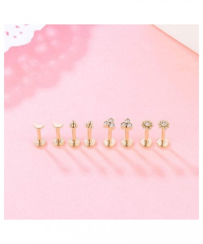 18G 316L Stainless Steel Labret Monroe Lip Ring Studs Cartilage Helix Tragus Conch Daith Nose Piercing Jewelry 8mm Gold 18G $...