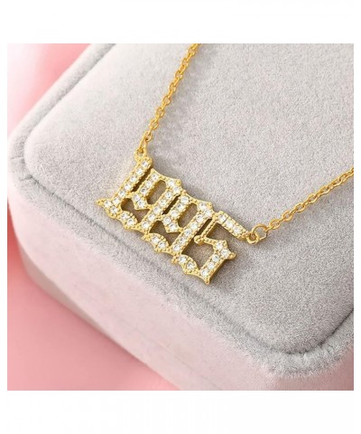 Birth Year Necklace for Women 18K Gold Plated Crystal Pendant Stainless Steel Silver Year Jewelry Personalized Gift for Mothe...