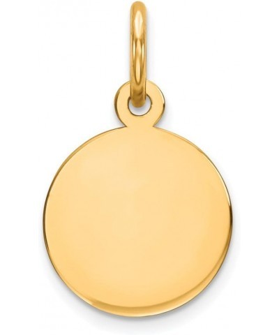 Solid 14k Yellow Gold Plain .011 Gauge Circular Engravable Disc Charm Pendant - 17mm x 10mm $44.85 Pendants