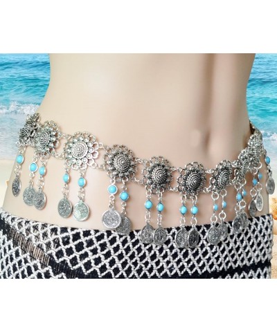 Vintage Waist Chain Hollow Carving Rhinestone Crystal Body Chain Summer Beach Body Waist Chain Jewelry Flower A $7.73 Body Je...