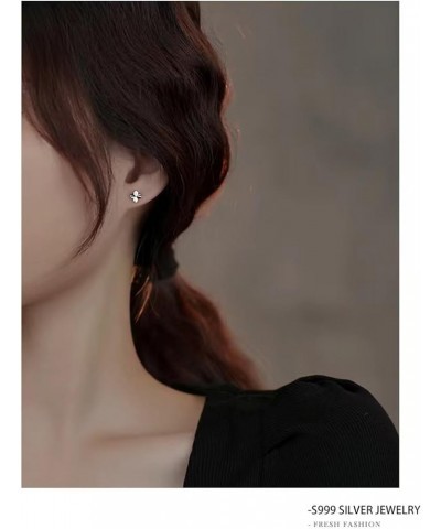 S999 Sterling Silver Bow Stud Earrings for Women Girls Pearl Heart Bowknot Leaf Clover Earrings Drops Four Leaf Clover S $9.5...