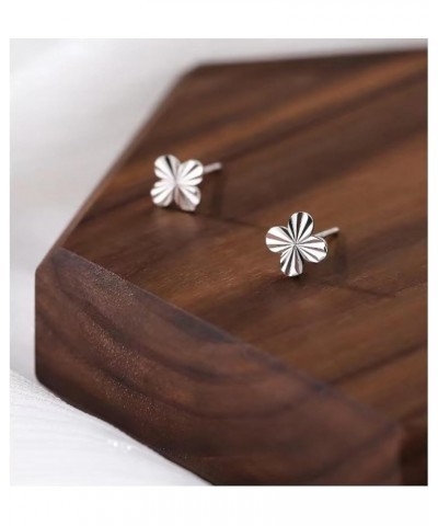 S999 Sterling Silver Bow Stud Earrings for Women Girls Pearl Heart Bowknot Leaf Clover Earrings Drops Four Leaf Clover S $9.5...