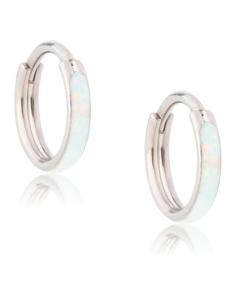 Titanium (Medical Grade Material) Fashion opal HOOP Earrings Hundred Matching Ornaments Little Fresh $22.43 Earrings