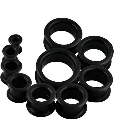 Pair 1-3/4" (44MM) BLACK SILICONE EYELET TUNNELS Double Flare Gauges Thin Soft Flexible Flesh Plugs (2pcs) $10.80 Body Jewelry