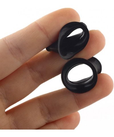 Pair 1-3/4" (44MM) BLACK SILICONE EYELET TUNNELS Double Flare Gauges Thin Soft Flexible Flesh Plugs (2pcs) $10.80 Body Jewelry