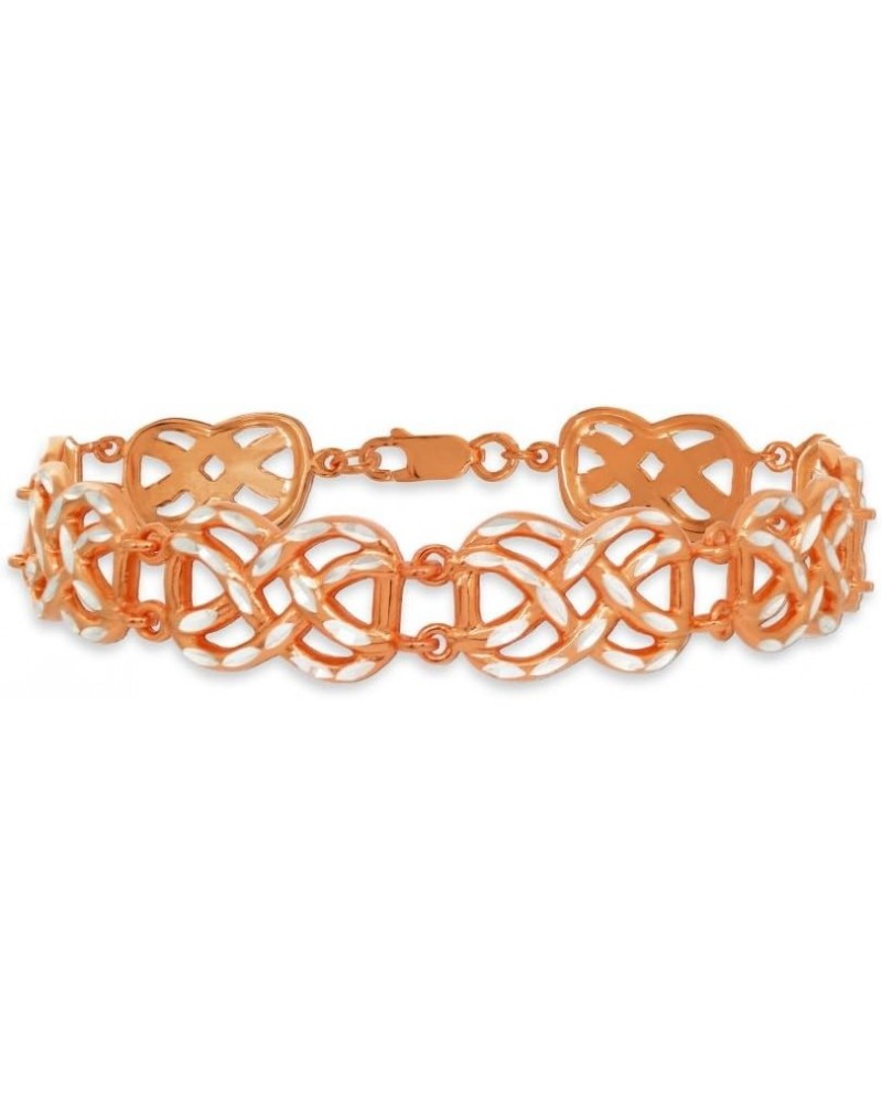 Two-Tone Yellow or Rose Gold Flashed Sterling Silver Celtic Knot Diamond-Cut Link Bracelet rose-gold-flashed-silver $30.55 Br...