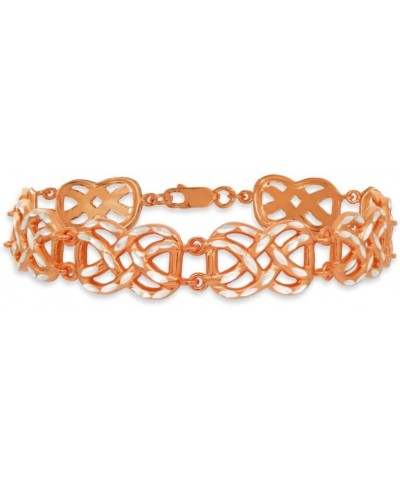 Two-Tone Yellow or Rose Gold Flashed Sterling Silver Celtic Knot Diamond-Cut Link Bracelet rose-gold-flashed-silver $30.55 Br...