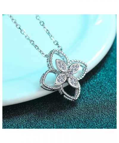 0.04 Carat D Color VVS1 Moissanite Pendant Necklace for Women S925 Sterling Silver 18K Gold Plated Clover Women Necklaces for...