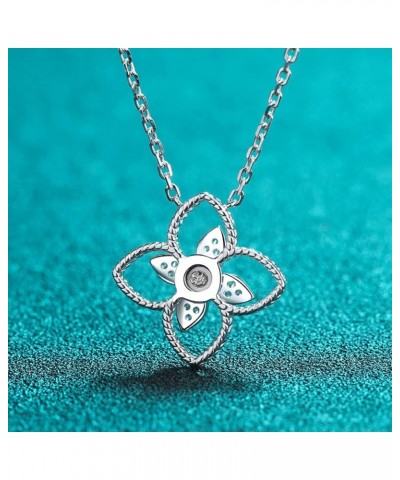 0.04 Carat D Color VVS1 Moissanite Pendant Necklace for Women S925 Sterling Silver 18K Gold Plated Clover Women Necklaces for...