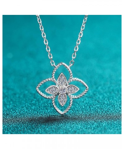 0.04 Carat D Color VVS1 Moissanite Pendant Necklace for Women S925 Sterling Silver 18K Gold Plated Clover Women Necklaces for...