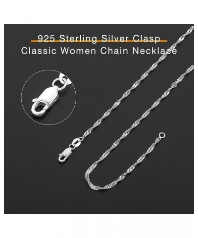 925 Sterling Silver Clasp 2/2.5mm Singapore Chain for Women Girls Water Wave Chain Silver Necklace 16/18/20/22/24/26/28/30 In...