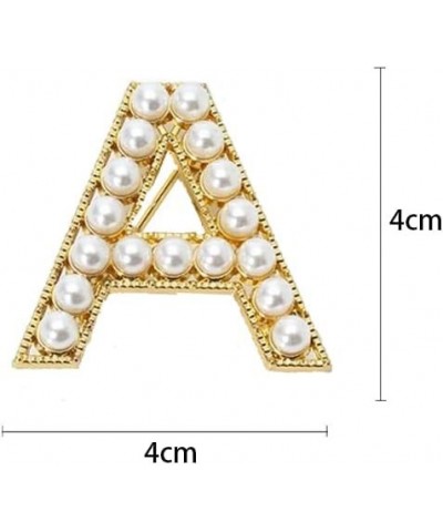 Elegant Gold Plated Simulated Pearl Initial Letter Brooch Pins for Women Girls D $7.50 Brooches & Pins