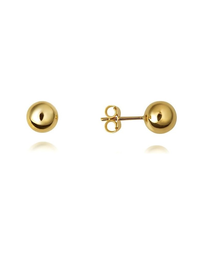 Ball Stud Stud Earrings Real Solid 14K Yellow Gold 7mm $57.40 Earrings