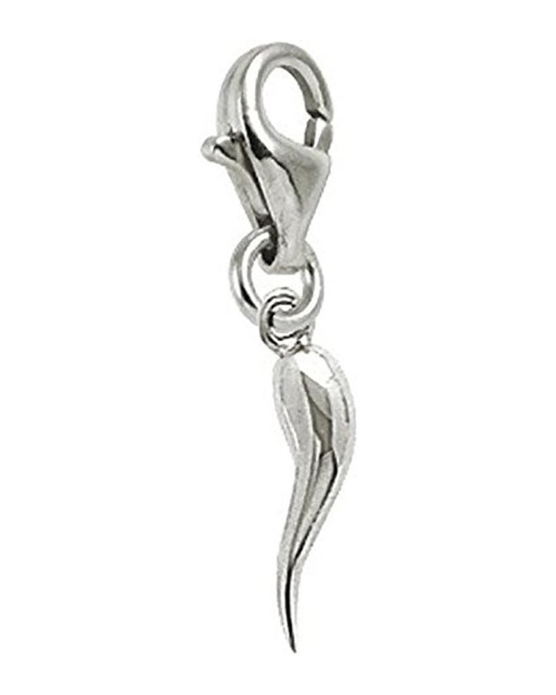 Italian Horn Charm with Lobster Claw Clasp, Charms for Bracelets and Necklaces White Gold $18.84 Bracelets