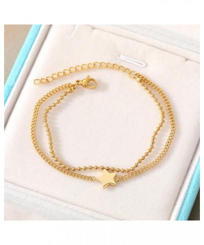 Dainty 14K Gold Plated Chain Link Stackable Bracelets Adjustable Gold and Silver Layered Chain Bracelets Adjustable Cute Stai...