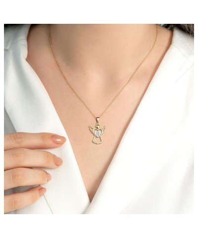 Angel Wing Necklace for Women Silver Gold Plated Cute Angel Wings Heart Cross Pendant Necklace Guardian Angel Necklaces for W...