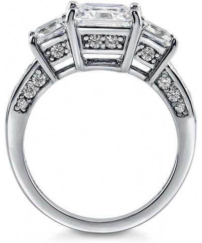 Sterling Silver 3-Stone Wedding Engagement Rings Princess Cut Cubic Zirconia CZ Ring for Women, Rhodium Plated Size 4-10 $31....