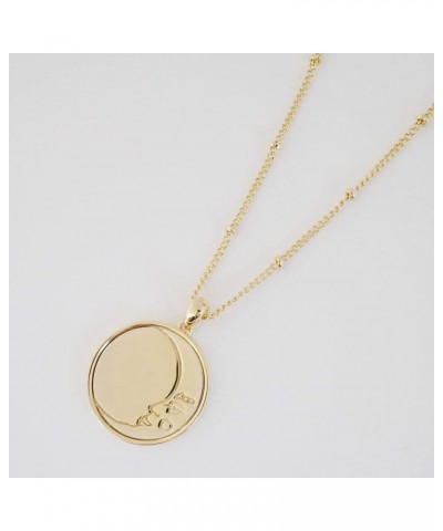 Moon Face Pendant Necklace in Gold, Rose Gold, or Silver | Minimalist, Delicate Jewelry Gold $14.87 Necklaces