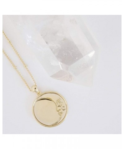 Moon Face Pendant Necklace in Gold, Rose Gold, or Silver | Minimalist, Delicate Jewelry Gold $14.87 Necklaces