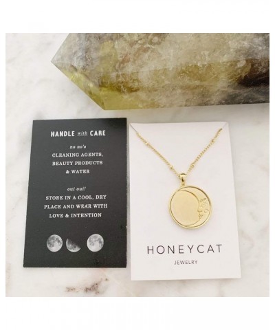 Moon Face Pendant Necklace in Gold, Rose Gold, or Silver | Minimalist, Delicate Jewelry Gold $14.87 Necklaces