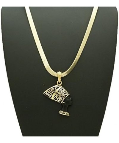 Unisex Egyptian Queen Nefertiti Pendant 20 to 24 inches Various Chain Necklace in Gold Black Two Tone Gold + Black - 4mm 24" ...