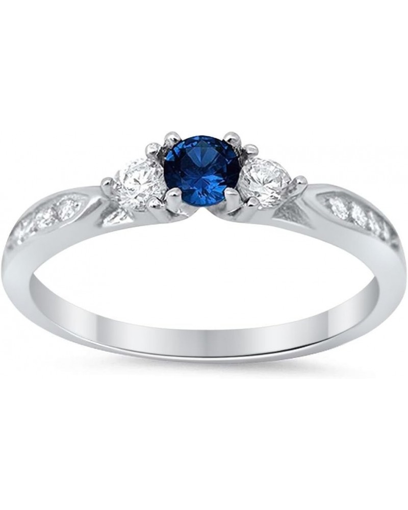 3-Stone Wedding Engagement Ring Round Cubic Zirconia Three Stone 925 Sterling Silver Choose Color Simulated Blue Sapphire $9....