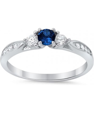 3-Stone Wedding Engagement Ring Round Cubic Zirconia Three Stone 925 Sterling Silver Choose Color Simulated Blue Sapphire $9....