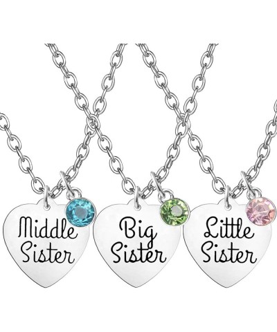 Mother Daughter Necklace Gift Set,Big Sis Middle Sis Lil Sis Mom Jewelry Necklace,Best Friends Necklaces White Big mid lit $8...