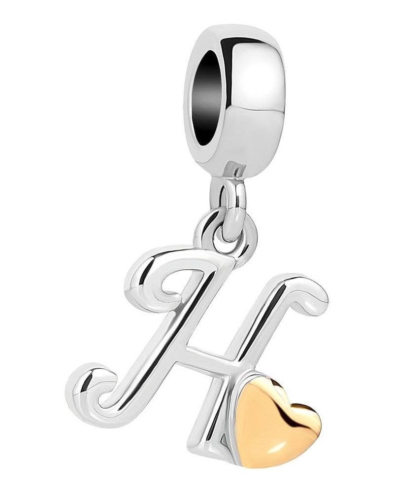 Alphabet Letter Charm Golden Heart Charm Dangle Bead for Bracelet H $8.69 Bracelets