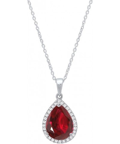 18K 10X7 MM Pear Cut Lab Created Gemstone & Round Cut Diamond Ladies Teardrop Pendant, White Gold Created Ruby $109.90 Pendants