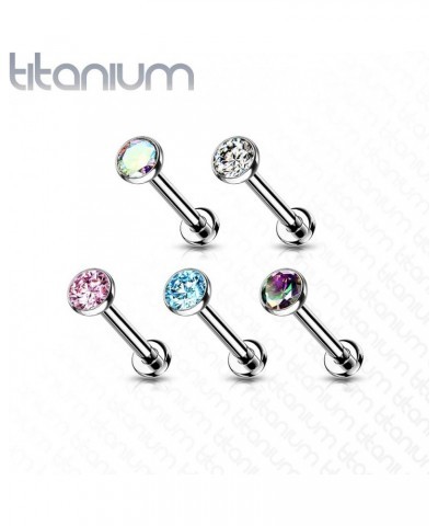 Dynamique Implant Grade Titanium Threadless Push in Labret With Bezel Set CZ Ball Top (Sold Per Piece) T:1.2mm L:6mm S:3mm Cl...