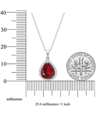 18K 10X7 MM Pear Cut Lab Created Gemstone & Round Cut Diamond Ladies Teardrop Pendant, White Gold Created Ruby $109.90 Pendants