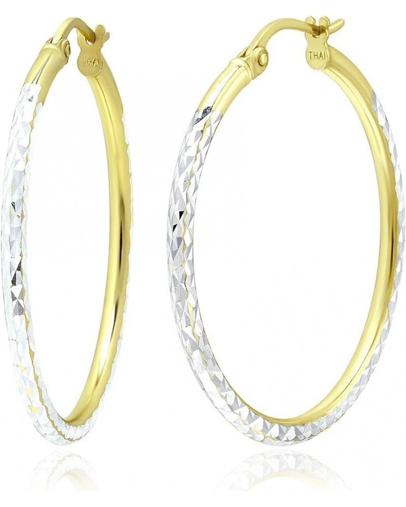 Sterling Silver Diamond Cut Hoop Earrings with Click-Top Tube Size 2.0mm Yellow Gold 35 Millimeters $12.50 Earrings