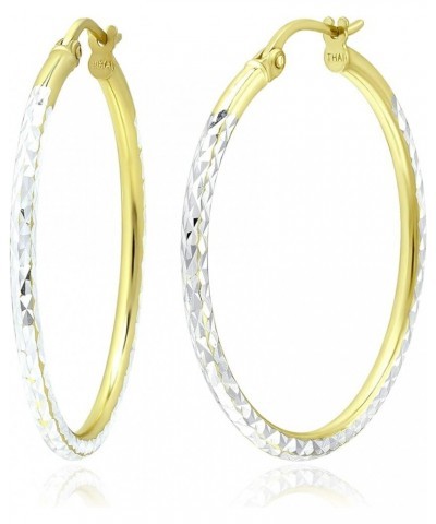 Sterling Silver Diamond Cut Hoop Earrings with Click-Top Tube Size 2.0mm Yellow Gold 35 Millimeters $12.50 Earrings