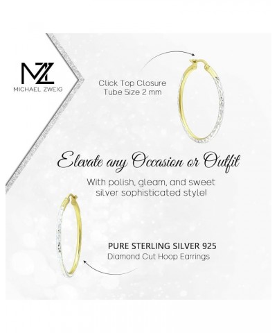 Sterling Silver Diamond Cut Hoop Earrings with Click-Top Tube Size 2.0mm Yellow Gold 35 Millimeters $12.50 Earrings