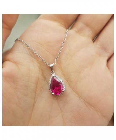 18K 10X7 MM Pear Cut Lab Created Gemstone & Round Cut Diamond Ladies Teardrop Pendant, White Gold Created Ruby $109.90 Pendants