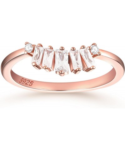 2mm Wedding Eternity Ring for Women 925 Sterling Silver Cubic Zirconia Stackable Wedding Band Size 5-10 [K]Rose Gold-Crown Ri...