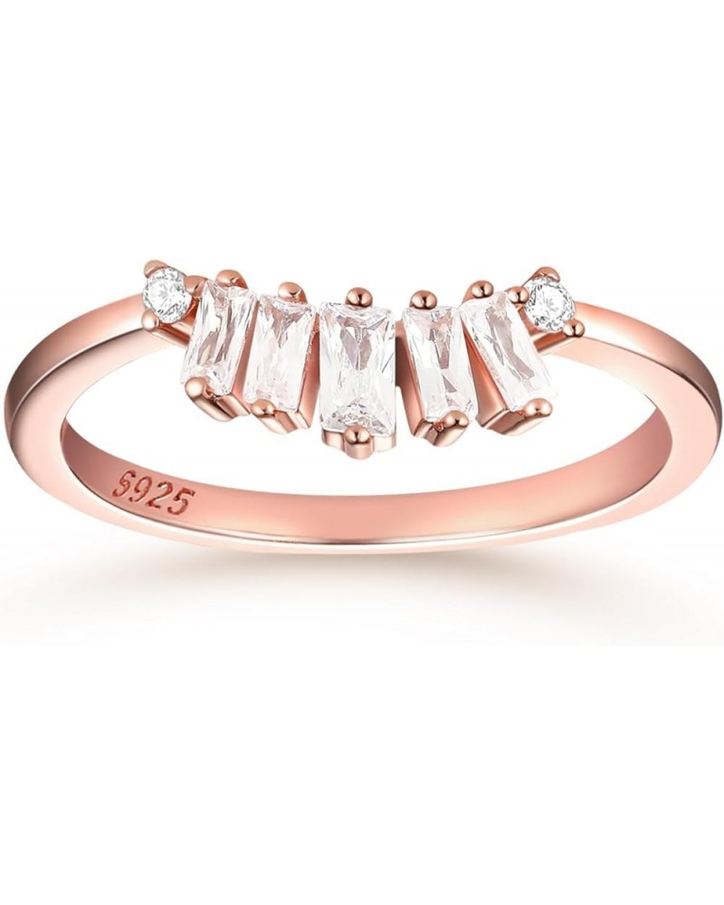 2mm Wedding Eternity Ring for Women 925 Sterling Silver Cubic Zirconia Stackable Wedding Band Size 5-10 [K]Rose Gold-Crown Ri...