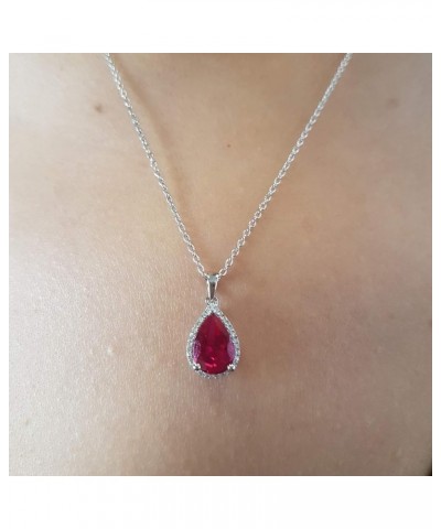 18K 10X7 MM Pear Cut Lab Created Gemstone & Round Cut Diamond Ladies Teardrop Pendant, White Gold Created Ruby $109.90 Pendants