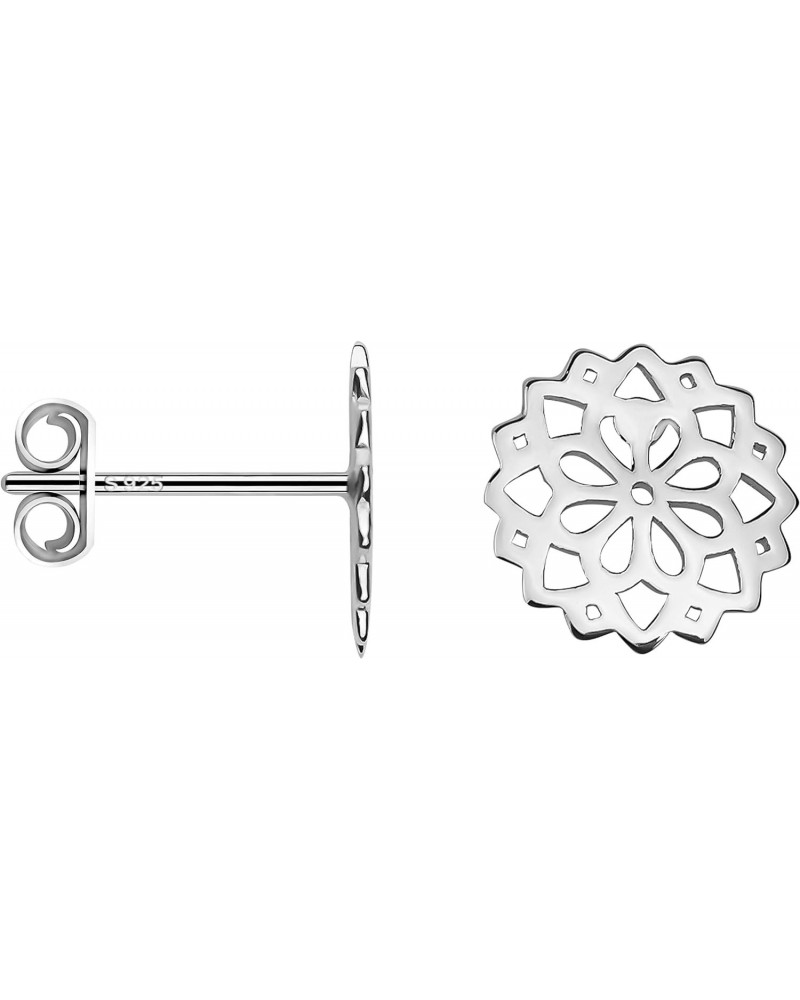 Women's Earrings 925 Silver - Circle Flower Stud Earrings - 20620 $9.86 Earrings