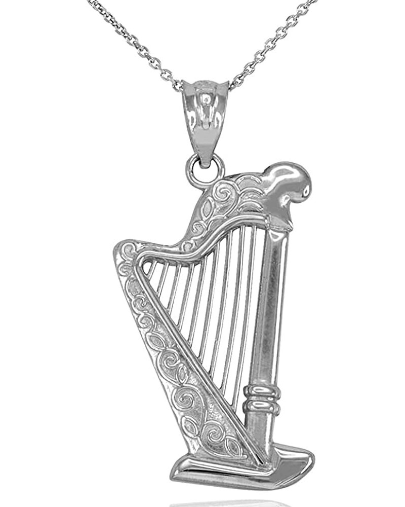 .925 Sterling Silver Harp Pendant Necklace - Choose Chain Length, 16”-22” 22 $17.00 Necklaces