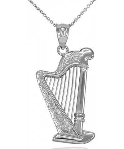 .925 Sterling Silver Harp Pendant Necklace - Choose Chain Length, 16”-22” 22 $17.00 Necklaces