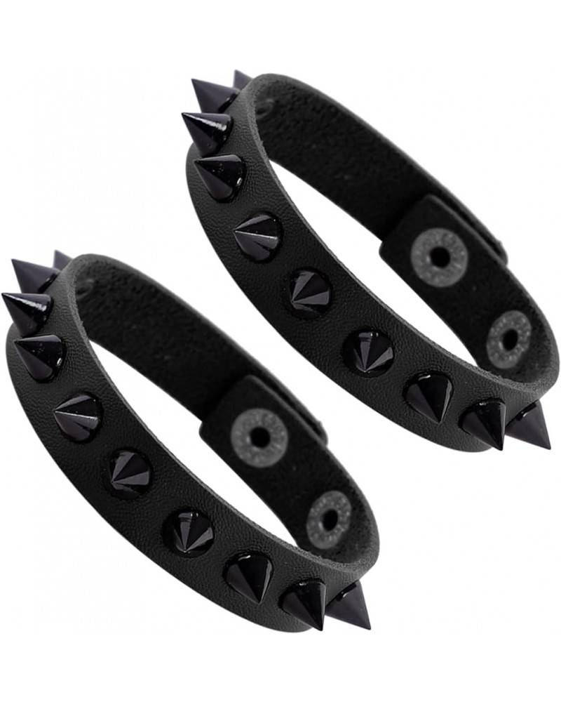 PU Leather Braclet for Man Women Goth Punk Rock Bracelet Leather Cuff Studded Wristband Black E1:2Pcs $8.09 Bracelets