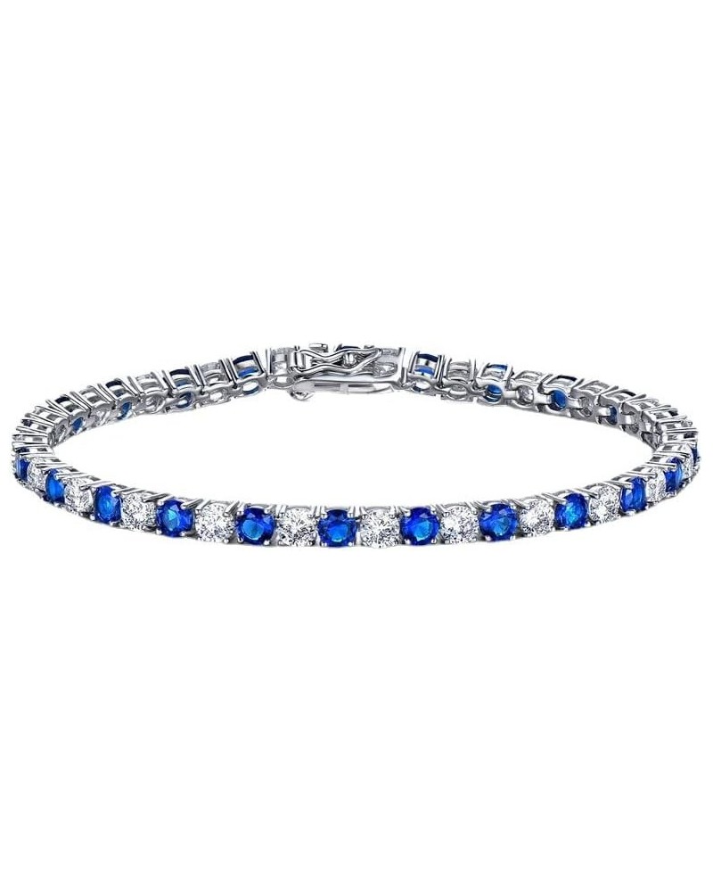 14K Gold Sapphire and Moissanite Tennis Bracelet for Women, Celebrating September Birthdays with Everyday Elegance Round Sapp...