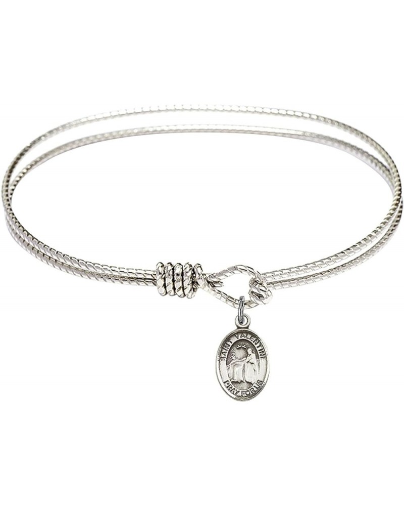 Oval Eye Hook Bangle Bracelet w/St. Valentine of Rome in Sterling Silver 7.25 Inches $27.19 Bracelets