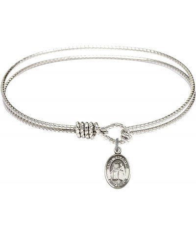 Oval Eye Hook Bangle Bracelet w/St. Valentine of Rome in Sterling Silver 7.25 Inches $27.19 Bracelets