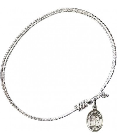 Oval Eye Hook Bangle Bracelet w/St. Valentine of Rome in Sterling Silver 7.25 Inches $27.19 Bracelets