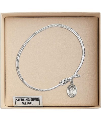 Oval Eye Hook Bangle Bracelet w/St. Valentine of Rome in Sterling Silver 7.25 Inches $27.19 Bracelets