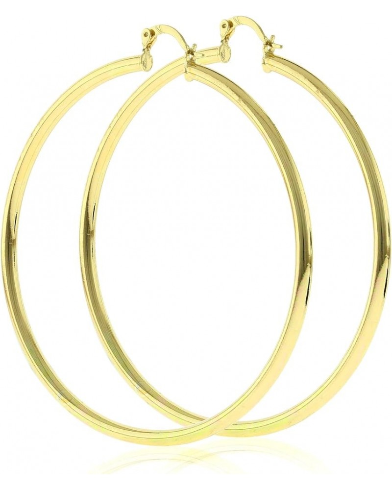 Women's Trendy Extra Large Extra Extra Large 40-100mm Real 14k Gold Layered Round BIG Hoop Yellow Gold Tone Earrings Click To...